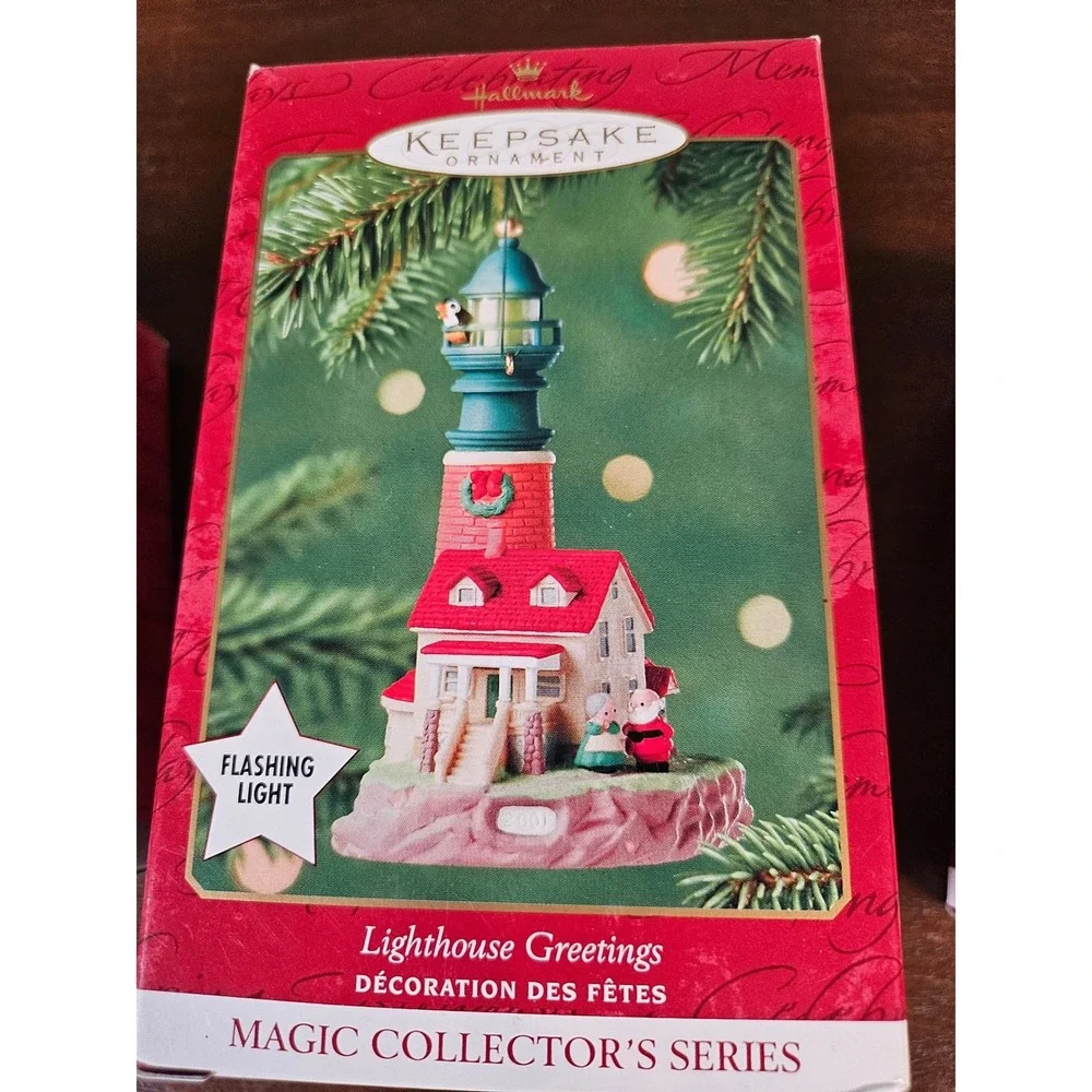 Hallmark Keepsake Ornament Lot 4pc Nautical Lighthouse Fishing 1997-2001